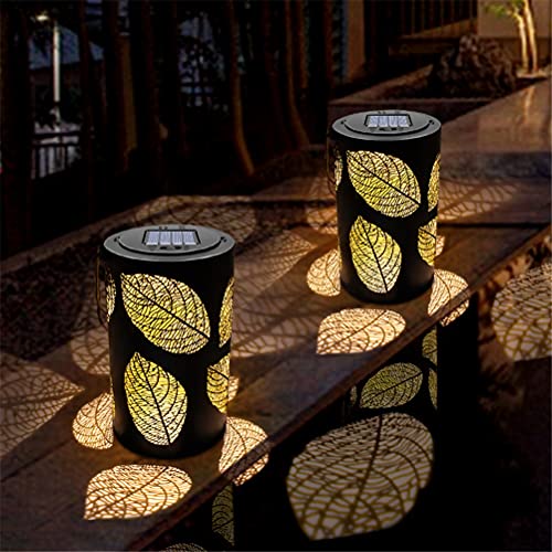 DANN Solar Hanging Lanterns Outdoor Waterproof Leaf Solar Lights Decorative Metal Solar Lantern Tabletop Lamp for Garden Yard Desk (Size : 1pcs)