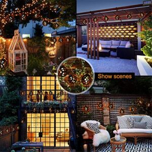 SLNFXC Solar String Lights LED Outdoor Waterproof Flickering Flame Hanging Solar Lantern Lamp with 8 Ball for Patio Garden Yard