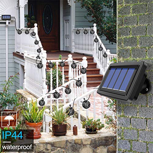 SLNFXC Solar String Lights LED Outdoor Waterproof Flickering Flame Hanging Solar Lantern Lamp with 8 Ball for Patio Garden Yard