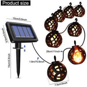 SLNFXC Solar String Lights LED Outdoor Waterproof Flickering Flame Hanging Solar Lantern Lamp with 8 Ball for Patio Garden Yard