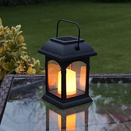 LXXSH Outdoor Garden Solar Hanging LED String Lights Flickering Candle Lantern Lamp for Patio Garden Decorative