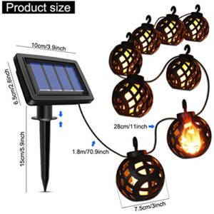 LIRUXUN Solar String Lights LED Outdoor Waterproof Flickering Flame Hanging Solar Lantern Lamp with 8 Ball for Patio Garden Yard