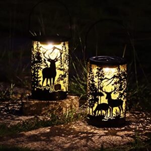 MECAKUCA Solar Garden Lights,Outdoor Lanterns Waterproof,Hanging Patio Lights,Decorative Retro Metal Solar Lights for Table Patio Yard Pathway Walkway Christmas