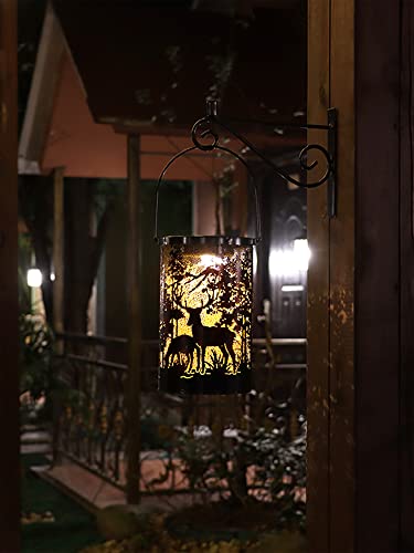 MECAKUCA Solar Garden Lights,Outdoor Lanterns Waterproof,Hanging Patio Lights,Decorative Retro Metal Solar Lights for Table Patio Yard Pathway Walkway Christmas