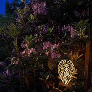 AceGizmo [2 Pack] Hanging Solar Lantern. Metal Lamp is Waterproof for Outdoor Hanging Decor. LED Solar Light