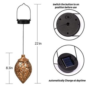 AceGizmo [2 Pack] Hanging Solar Lantern. Metal Lamp is Waterproof for Outdoor Hanging Decor. LED Solar Light