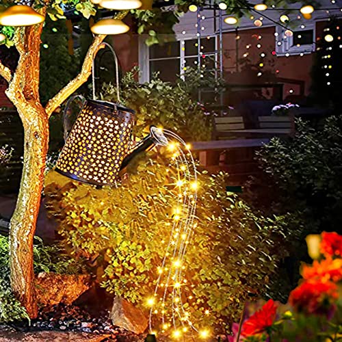 Solar Watering Can Lights - Solar Hanging Lanterns Outdoor Retro Kettle Landscape Lights with 90 LED Lights and Bracket, Solar Garden Lights Outdoor Fairy Lights for Patio Yard Garden Décor