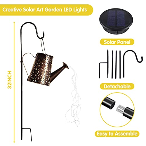 Solar Watering Can Lights - Solar Hanging Lanterns Outdoor Retro Kettle Landscape Lights with 90 LED Lights and Bracket, Solar Garden Lights Outdoor Fairy Lights for Patio Yard Garden Décor