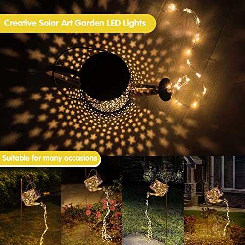 Solar Watering Can Lights - Solar Hanging Lanterns Outdoor Retro Kettle Landscape Lights with 90 LED Lights and Bracket, Solar Garden Lights Outdoor Fairy Lights for Patio Yard Garden Décor