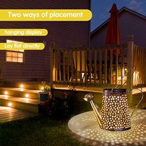 Solar Watering Can Lights - Solar Hanging Lanterns Outdoor Retro Kettle Landscape Lights with 90 LED Lights and Bracket, Solar Garden Lights Outdoor Fairy Lights for Patio Yard Garden Décor