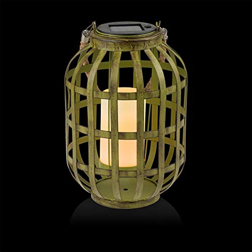 Alpine Corporation QLP1358SLR-HH-TM Alpine Metal Solar Lantern, Weathered Green