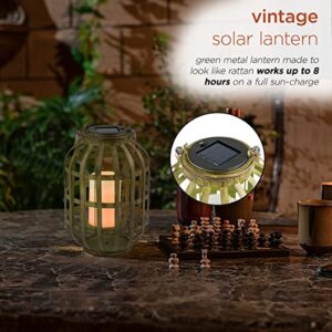 Alpine Corporation QLP1358SLR-HH-TM Alpine Metal Solar Lantern, Weathered Green