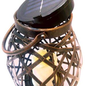 Brilliant & Mo Metal Rattan Solar Hanging Lanterns for Outdoors Garden Decoration with Flickering Candle Light For Home Patio Deck Lawn Yard Decor