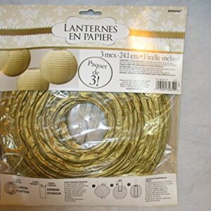 Gold Paper Lanterns 9.5" (3ct)