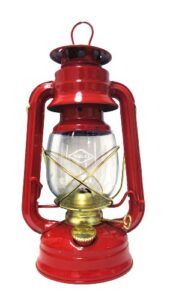 glo brite by 21st century 210-76030 centennial gold trim oil lantern, red