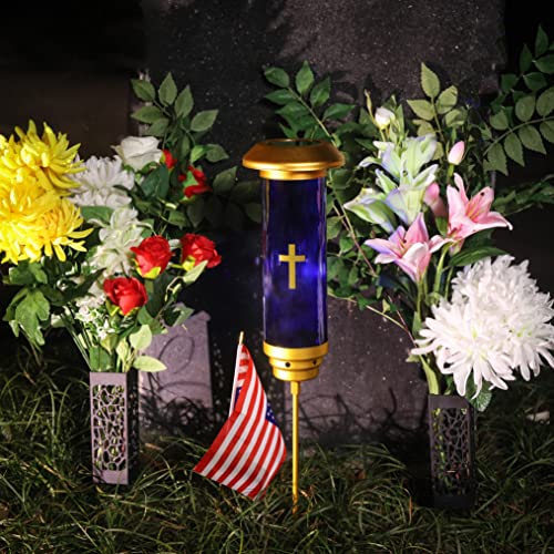 OURMEMO Solar Memorial Light,Best Solar Light for Home, Garden & Cemetery,Solar Lantern Grave Lantern Light