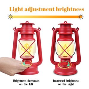 Christmas Vintage Lantern LED Outdoor Hanging Lantern Lights with Christmas Tree & Santa Claus LED Lantern Hanging Christmas Battery Powered Camping Retro Lanterns 2 Pack Gift