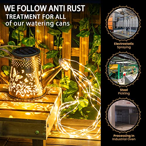 Solar Outdoor Lights, 90 LEDs Watering Can with Solar Powered Lights Outdoor by SPROUTMAVEN, Hanging Solar Lantern Metal Waterproof Garden Lights Decorations for Table Patio Yards Pathway Party