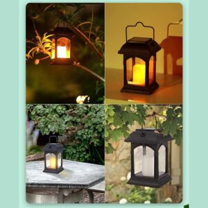 Generic Outdoor Garden Solar Powered Hanging LED Lights Flickering Candle Lantern Lamp for Patio Garden Christmas Decorative Light Solar Outdoor Decoration Lighting