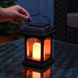 Generic Outdoor Garden Solar Powered Hanging LED Lights Flickering Candle Lantern Lamp for Patio Garden Christmas Decorative Light Solar Outdoor Decoration Lighting