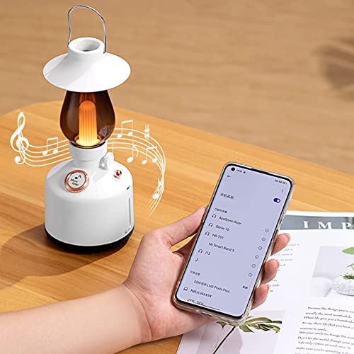 Longzhuo Camping Nightlight Hanging Hand Lantern Bluetooth Music with 1200MAH Battery Retro Camping Lights for Garden Outdoor(White)