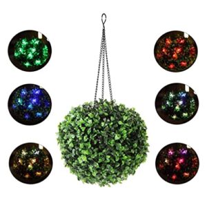 Leefasy Outdoor Grass Ball LED Hanging Patio Lantern for Patio Tree Decor
