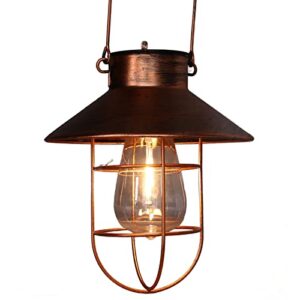solar hanging light,outdoor decorative lamp with iron frame,outdoor retro lantern,for garden,porch,yard,includes bulb and lampshade