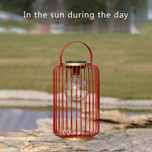 solar-powered pathway solar lantern lights outdoor garden hanging lights waterproof and anti-rust process lights lamp for patio outside or table solar outdoor lights ( color : rojo )