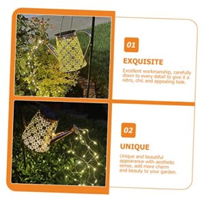 Uonlytech 2pcs Kettle Light LED Solar Lights LED Decor Vintage Decor Vintage Solar Lamp LED Solar Watering Can Glowing Kettle Backyard Decor Hanging Solar Lights Outdoor Solar Lanterns LED