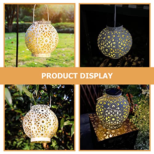 YARNOW Led Solar Lantern Light Outdoor Solar Hanging Lanterns Farmhouse Decor Lamp Round Cordless Lantern for Garden Yard Landscape