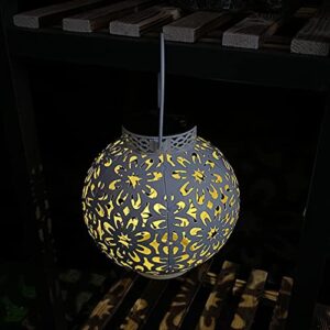 YARNOW Led Solar Lantern Light Outdoor Solar Hanging Lanterns Farmhouse Decor Lamp Round Cordless Lantern for Garden Yard Landscape