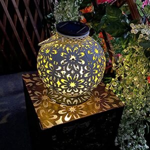 YARNOW Led Solar Lantern Light Outdoor Solar Hanging Lanterns Farmhouse Decor Lamp Round Cordless Lantern for Garden Yard Landscape