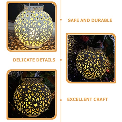 YARNOW Led Solar Lantern Light Outdoor Solar Hanging Lanterns Farmhouse Decor Lamp Round Cordless Lantern for Garden Yard Landscape