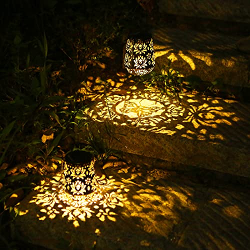 dsfen 2PCS D C 2V 0.04W Solar Powered Energy LEDs Lantern Light Outdoor H anging Lamp IPX4 Water Resistance Built-in 400mAh High Capacity Rechargeable Cell for Patio Garden Courtyard Pathway