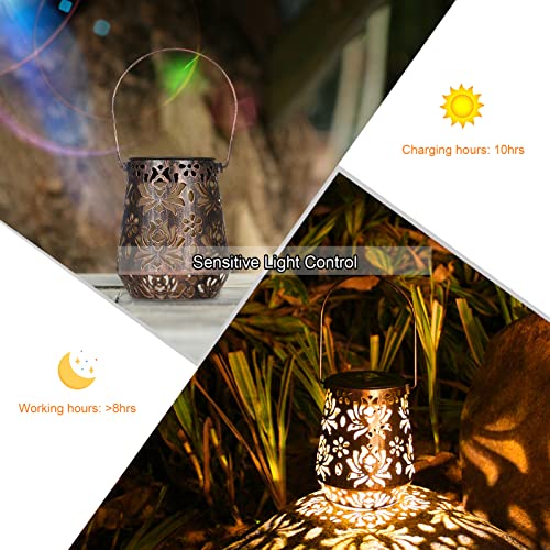 dsfen 2PCS D C 2V 0.04W Solar Powered Energy LEDs Lantern Light Outdoor H anging Lamp IPX4 Water Resistance Built-in 400mAh High Capacity Rechargeable Cell for Patio Garden Courtyard Pathway