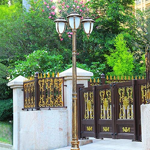 SHABOZ European Patio Light Glass Lantern Column Lamp 3-Lights Household Super Bright High Pole IP55 Thick Lights Outdoor Patio Outdoor Decor Rural Landscape Lantern E26/E27