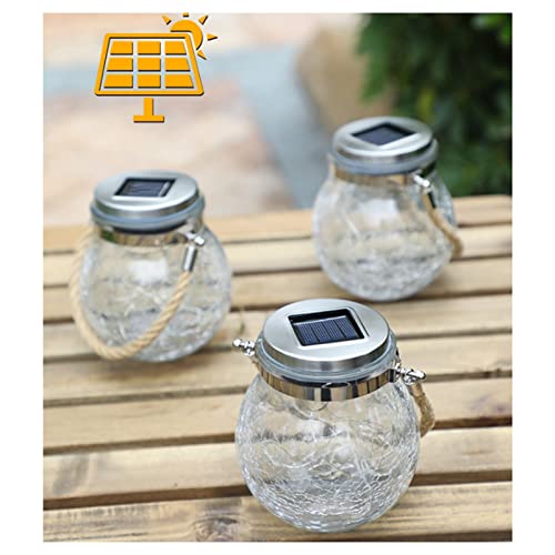 Solar Lantern, LED Hanging Outdoor Lanterns Waterproof, Round Cracked Style Light for Garden Yard, Patio, Lawn Decoration