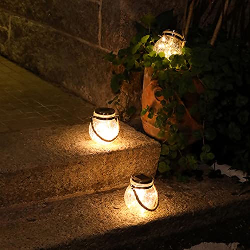 Solar Lantern, LED Hanging Outdoor Lanterns Waterproof, Round Cracked Style Light for Garden Yard, Patio, Lawn Decoration