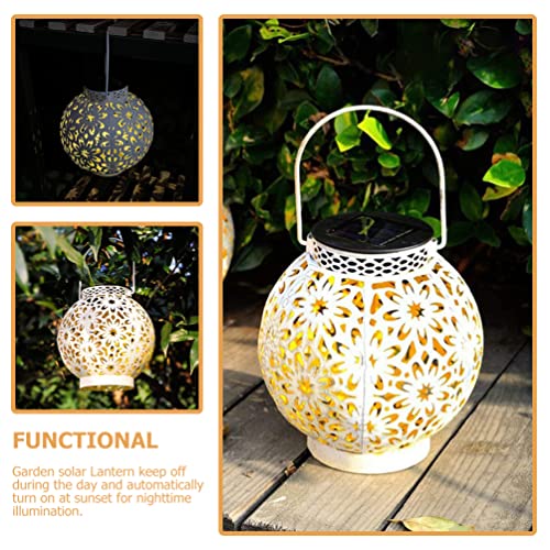 GANAZONO Solar Lanterns Outdoor Solar Powered Hanging Lights Outside Table LED Lamp Metal Lighting Garden Decoration Decorative for Patio Lawn Porch Yard Tabletop Decor