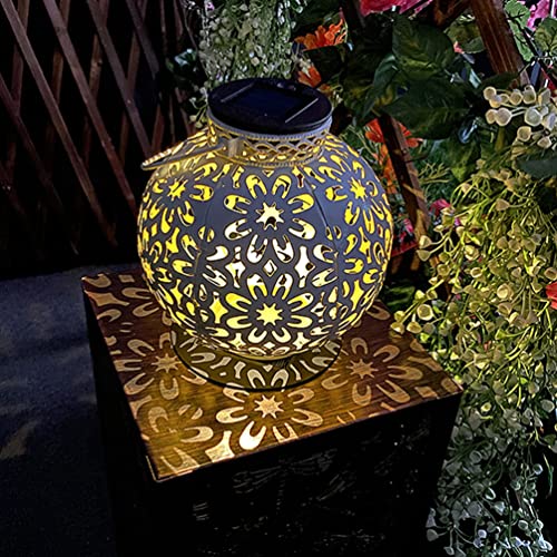 GANAZONO Solar Lanterns Outdoor Solar Powered Hanging Lights Outside Table LED Lamp Metal Lighting Garden Decoration Decorative for Patio Lawn Porch Yard Tabletop Decor