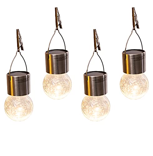 Set of 4 Solar Color Hanging Umbrella / Tree Metal Glass Lights