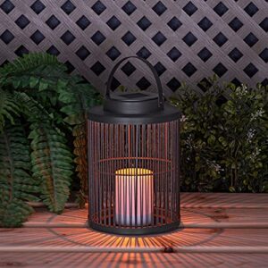 Sterno Home Hanging Rattan Basket Solar LED Light Flameless Candle Lantern, 10.0", Black