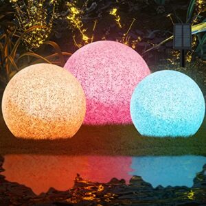 outdoor solar led ball light with remote control ip65 waterproof rgb glow mood light 7.87 inch marble ball 16 color changing cordless night light for outdoor patio garden yard lawn