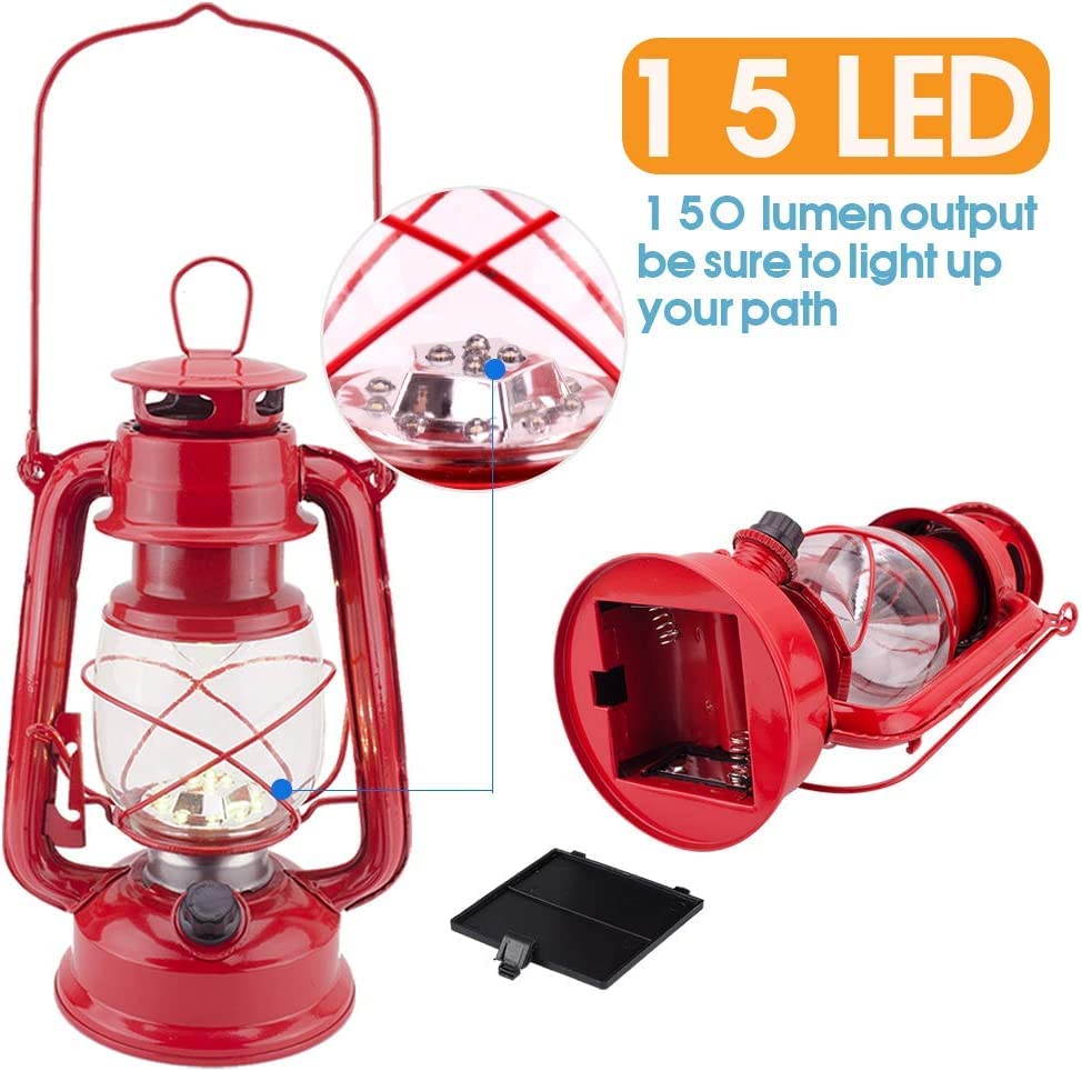 Chinese Lanterns Vintage LED Hurricane Lantern Battery Operated Lantern Metal Hanging Lantern with Dimmer Switch LED lamp for Indoor or Outdoor Usage for Festival