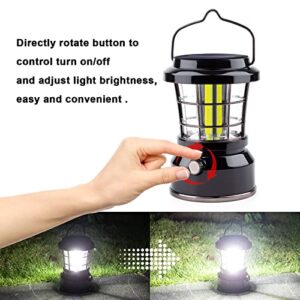 TANSOREN Solar Rechargeable COB LED Camping Lantern, USB Charging for Device, Rotate Button Waterproof Emergency Flashlight LED Light