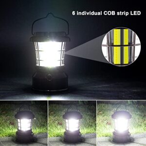 TANSOREN Solar Rechargeable COB LED Camping Lantern, USB Charging for Device, Rotate Button Waterproof Emergency Flashlight LED Light