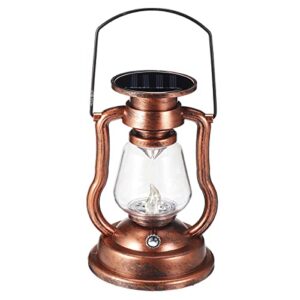 solar lantern outdoor hanging solar lights dancing flame christmas decor vintage led waterproof camping lamps landscape decor for table patio garden yard pathway porch (copper)