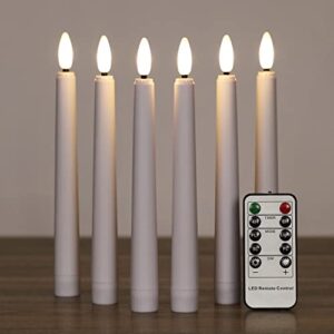 owlbay 6pcs 3d wick flameless window candles with remote and timer, 8”h battery operated flame flickering led taper candles, ideal for tabletop/wedding/party decor