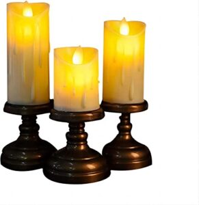 candles battery operated flickering flameless candles realistic,led decor led candles,candles battery operated candles electric fake candles,set of 3,d: 3" x h: 6" 7" 8"