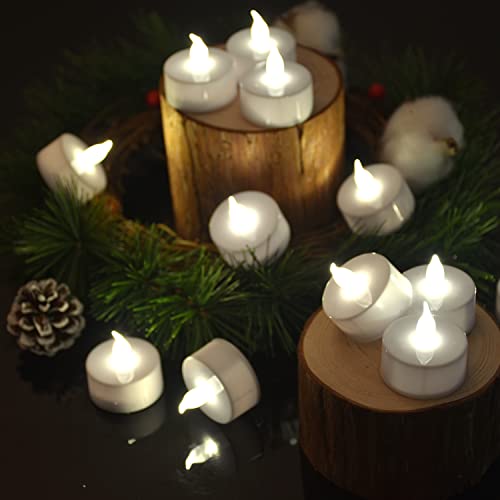 Marrilley LED Tea Lights, Battery-Powered Tea Lights Flameless Candles Wedding Lights for Home Decoration, Christmas, Birthday Party (100 Pack Warm White)